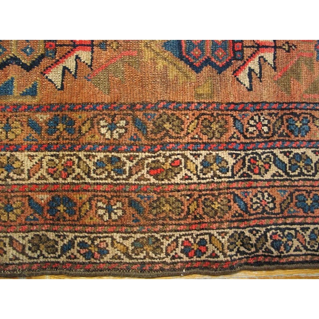 1930s 1930s Orange Peach Geometric Tribal Handknotted Antique Persian Kurdish Rug 4'6" X 5'7" Wool Carpet For Sale - Image 5 of 6