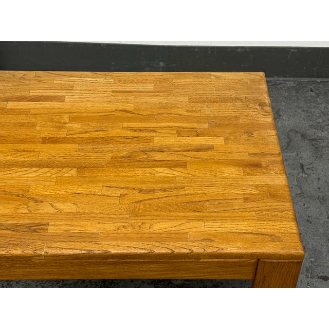 Traditional Modernist Butcher-Block Oak Side Table, Vintage For Sale - Image 3 of 12