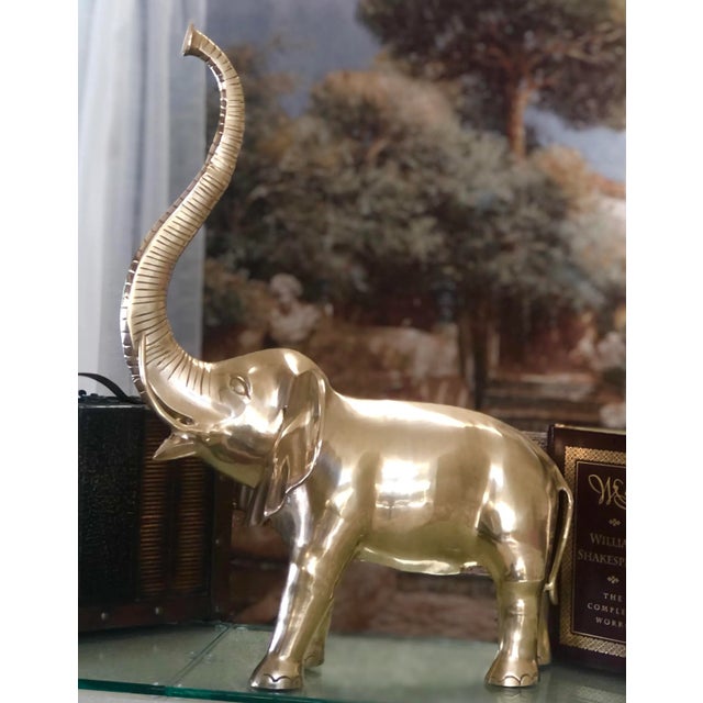 Vintage Large Brass Elephant "Trunks Up" Good Luck Statue Chairish