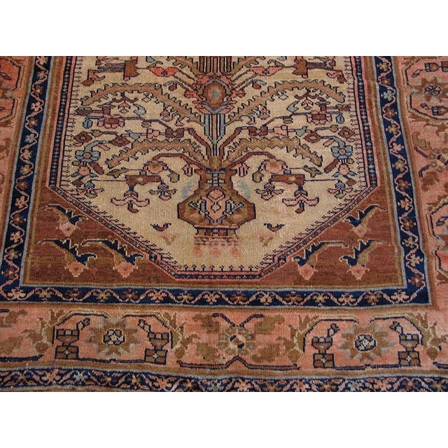 1930s 1930s Ivory Tree of Life Tribal Antique Persian Malayer Rug 5'0" X 6'2" Hand Knotted Wool Carpet For Sale - Image 5 of 6