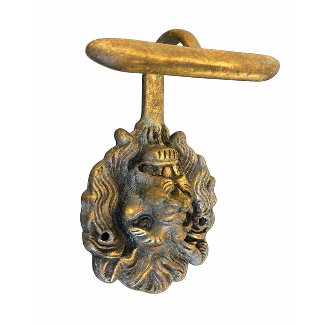 Early 20th Century Vintage French Solid Brass Lion’s Head Towel Hook For Sale - Image 5 of 6