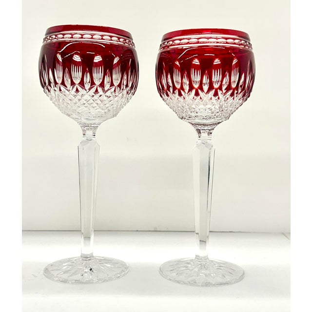1990s Vintage Waterford Crystal Clarendon Ruby Wine Hock Glasses - Set of 4 For Sale - Image 5 of 10