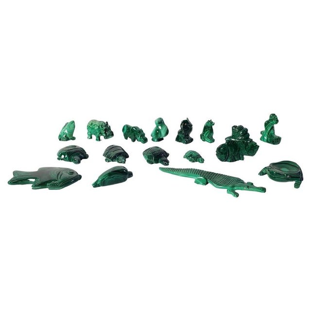 Mid-Century Modern Handmade Malachite Animal Sculptures, Congo, 1980s, Set of 17 For Sale - Image 11 of 11