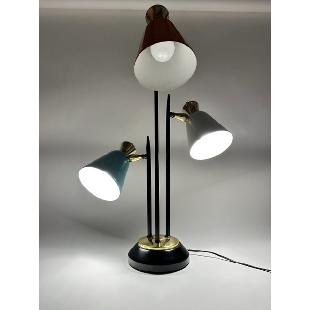 Mid 20th Century 1950's French 3 Arm Table Lamp For Sale - Image 5 of 10