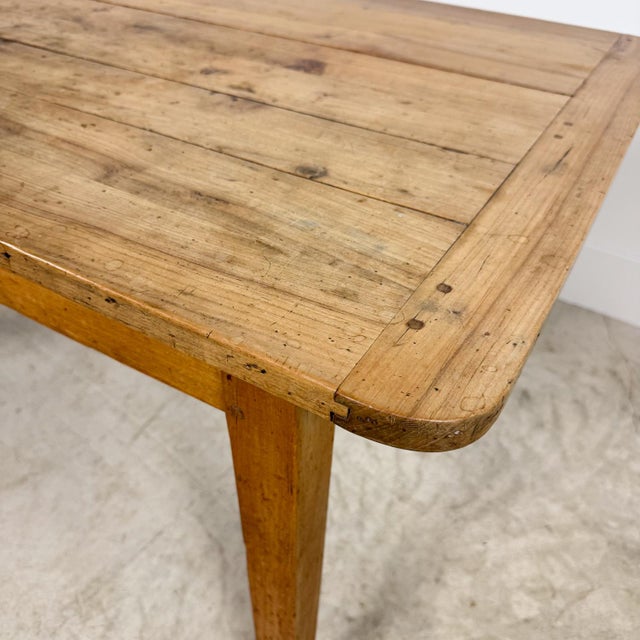 Antique French Farmhouse Cherrywood Dining Table with Drawer For Sale - Image 5 of 12