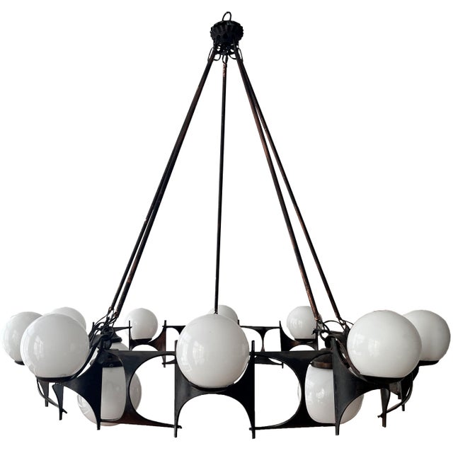 Mid-Century Modern Brutalist Style Chandelier, 1950s For Sale - Image 3 of 17