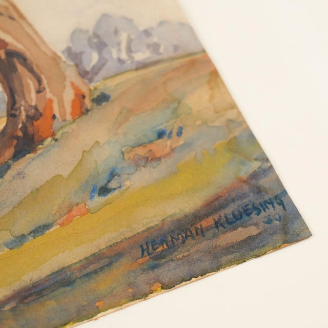 Watercolor Landscape by Herman Kloesing, C. 1930 For Sale - Image 4 of 6