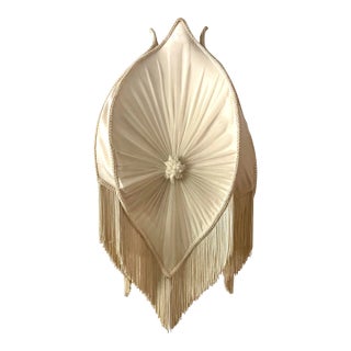 Art Nouveau Victorian Ivory Statement Fringe Lamp or Pendant Shade For Sale