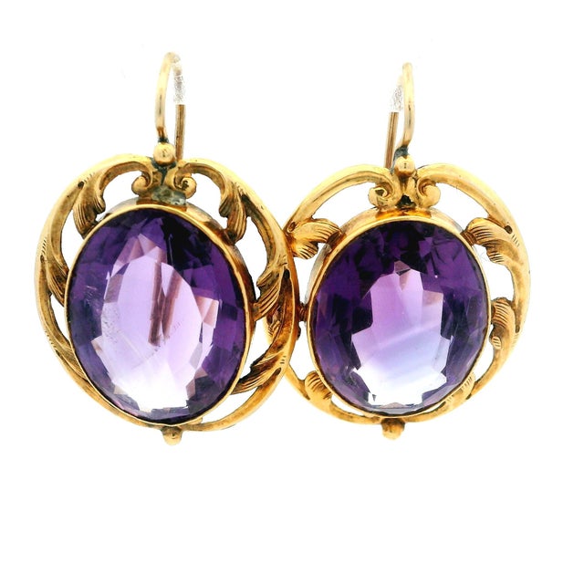 Late 19th Century Victorian 18k Gold 20 Carat Amethyst Drop Earrings, Pair For Sale - Image 15 of 15
