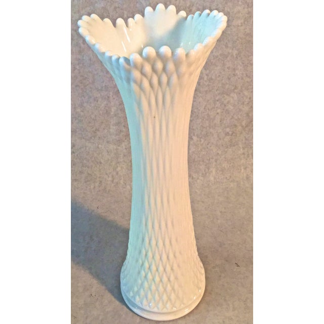 1960s Large Vintage Milk Glass Vase 13 1/2 “ Tall For Sale - Image 5 of 5