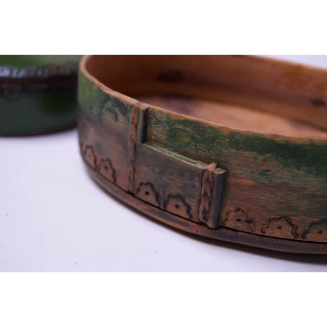 Green 1930s Folk Art Wood-Burned and Hand-Painted Soap Box For Sale - Image 8 of 13