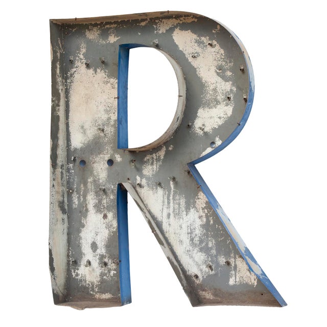 XL Vintage Industrial Upper Case Letter R”. Add some Character to your Space.