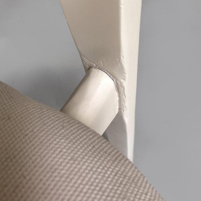 Mid-Century Italian Modern White Wood and Fabric Chairs, 1960s, Set of 6 For Sale - Image 11 of 14