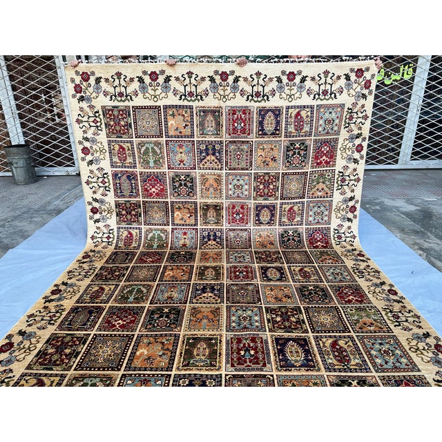 Textile Hand-Knotted Afghan Bakhtiari Panel Garden Wool Area Rug - 8'1" X 11'5" For Sale - Image 7 of 16