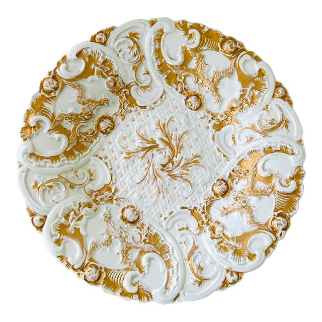 Antique Meissen Germany Gilded Porcelain Flowers & Bird S Decor For Sale