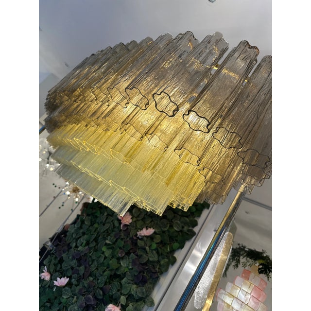 Contemporary Huge Oval Multicolored "Tronchi" Murano Glass Chandelier in Opaque Gold For Sale - Image 9 of 12