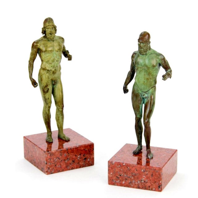 Bronze Replicas of the Riace Warriors on Marble Bases, Late 20th Century, Set of 2 For Sale - Image 6 of 6