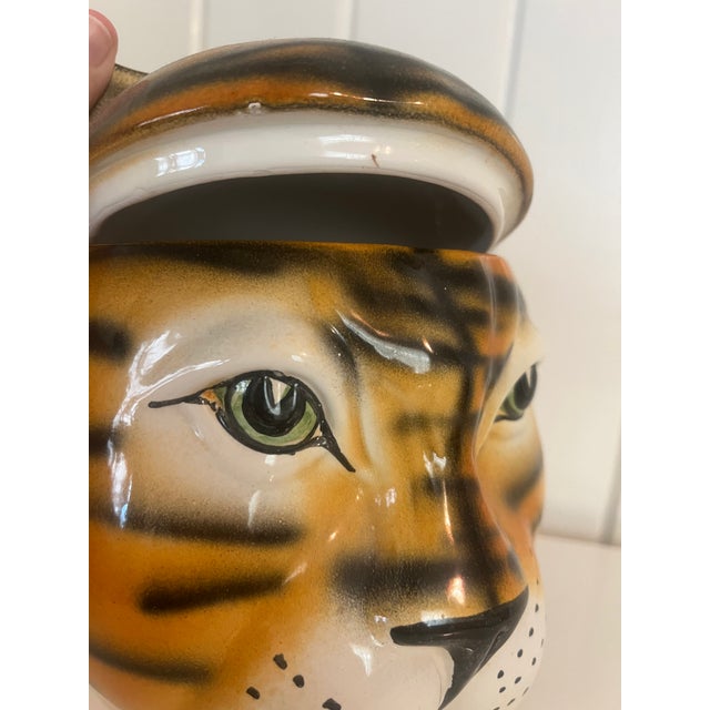 1960s 1960s Hand Painted Tiger Cookie Jar For Sale - Image 5 of 9