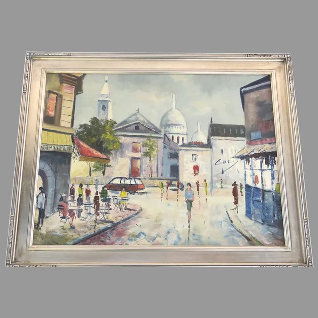 Late 20th Century French Street Scene Painting, Framed For Sale - Image 9 of 9