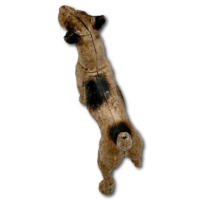 Very Rare Oversize 1930s Hubley #387 Standing Full Figure Fox Terrier Cast Iron Dog Doorstop - 10 Inches Tall X 12 Inches Long For Sale - Image 17 of 18