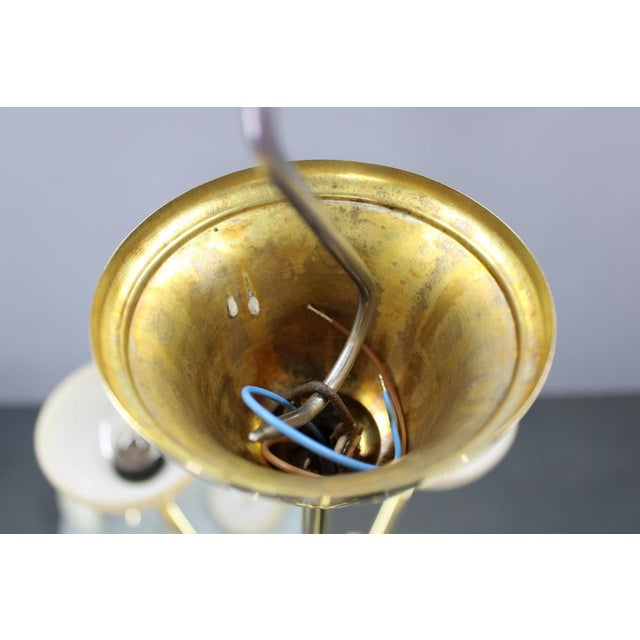 Cream Art Deco Brass Chandelier with Cream Opaline Glass, Czechoslovakia, 1930s For Sale - Image 8 of 12