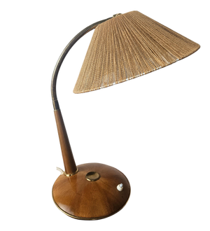 Teak and Sisal Table Lamp from Temde Leuchten, Switzerland, 1960s