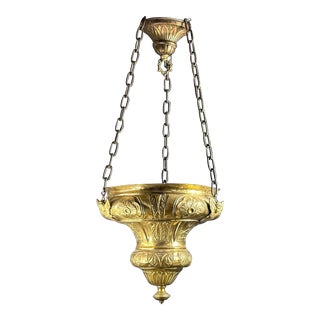 19th Century Antique French Bronze Neo Gothic Sanctuary Church Lamp For Sale