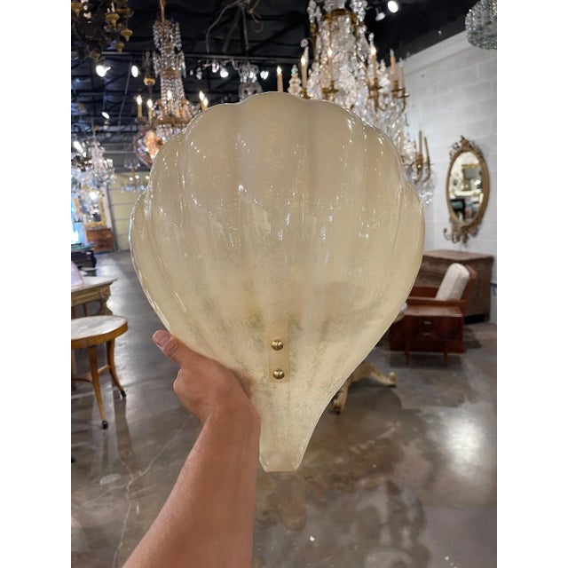 Modern Murano Glass Shell Form Sconces - a Pair | Chairish