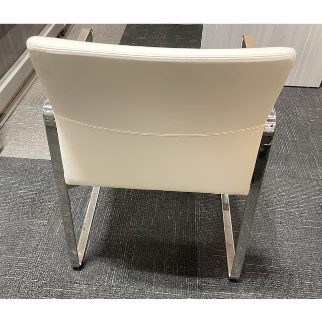 Bernhardt Celon White Leather Arm Chair by Bernhardt Design Lievore Altherr Molina For Sale - Image 4 of 11