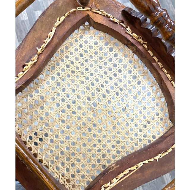 Antique Victorian Eastlake Style Ladderback Cane Dining Occasional Chairs - Pair For Sale - Image 9 of 10