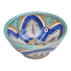 Mid 20th Century Handmade Ceramic Bowl With Colorful Andalusian Motif