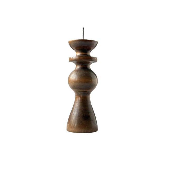 Wood Mid-Century Modern Hungarian Turned Wooden Candlestick, 1960s For Sale - Image 7 of 7