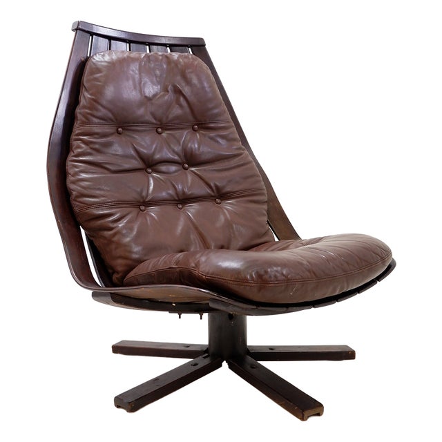 Vintage Swivel Lounge Chair by Hans Brattrud for Hove Möbler, 1970 For Sale