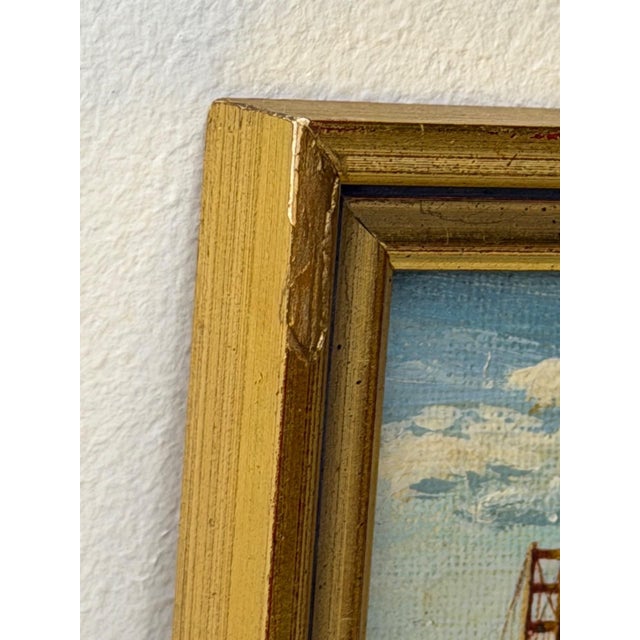 Vintage California Golden Gate Bridge Miniature Oil Painting by Jean Bowler, C. 1980 For Sale - Image 12 of 18