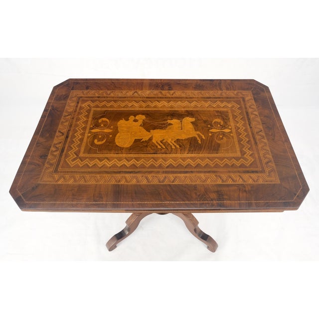 American Dutch 19th Century Marquetry Inlay Top Breakfast Center Occasional Lamp Table For Sale - Image 3 of 7