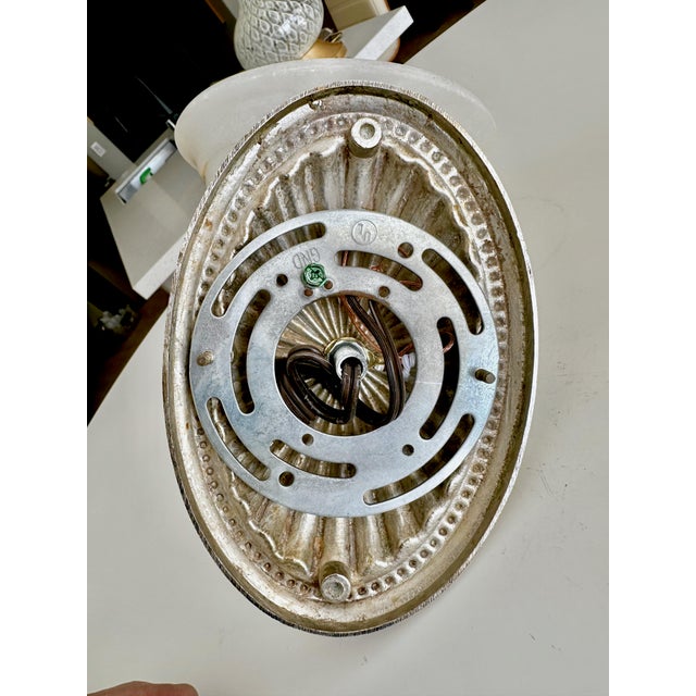 Pair Silver Nickel Alabaster Sunburst Wall Sconces For Sale - Image 15 of 18