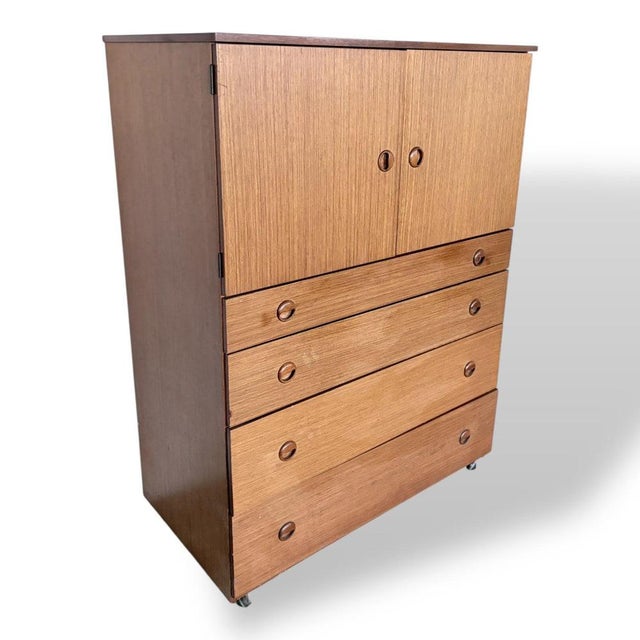 Mid-Century Teak Tallboy Cabinet with Drawers from Schreiber For Sale - Image 4 of 9
