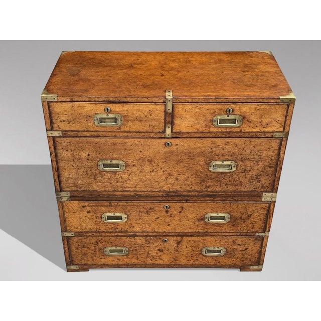 Military Campaign Chest of Drawers in Oak, 1840s For Sale - Image 11 of 18