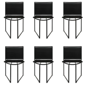 Model 91 Stackable Chairs in Black Leater by Mario Botta for Alias Limited, Italy, 1991, Set of 6