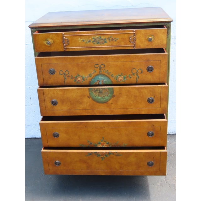 French Early 1900s Carved Hand Painted Cameo Tall Chest of Drawers 6561 For Sale In Miami - Image 6 of 18