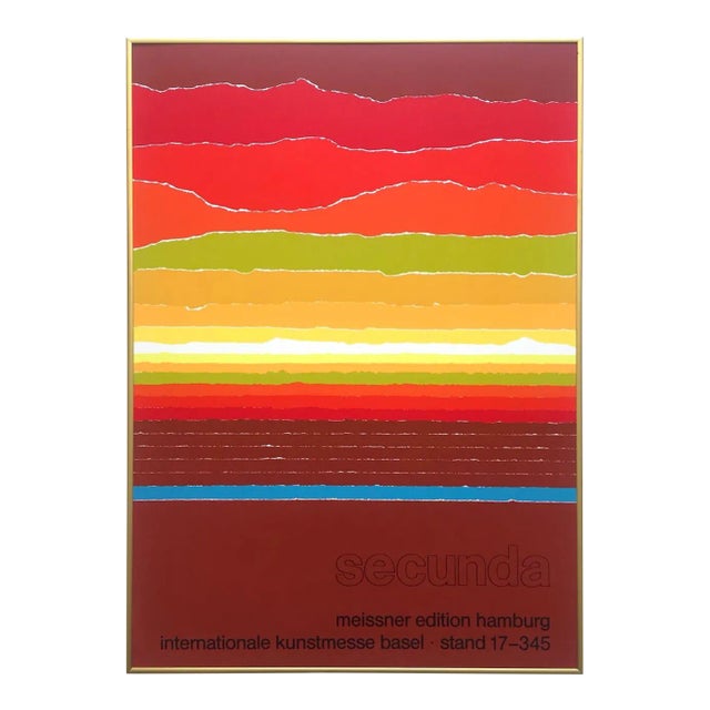 Arthur Secunda Vintage 1980 Serigraph Print Framed Modernist Swiss Exhibition Poster For Sale