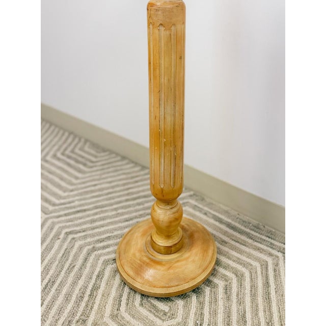 Italian Style Pickled Pine Pedestal Rustic Antique Farmhouse Plant Stand For Sale In Tampa - Image 6 of 9