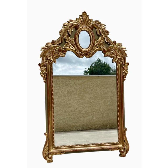 Gilded Wood Mirror with Medallion For Sale - Image 6 of 6