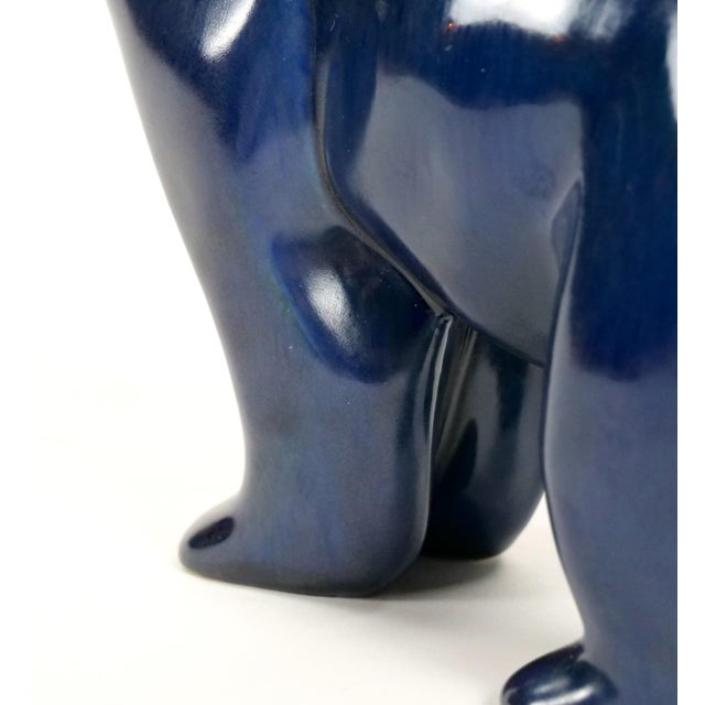Ceramic Hand Painted Porcelain / Cobalt Blue & Greenish Iridescent Decorative Sculpture For Sale - Image 7 of 10