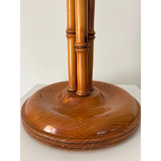 Wood Mid-Century Faux Bamboo Turned Wooden Column Floor Lamp, Britain, 1980s For Sale - Image 7 of 10