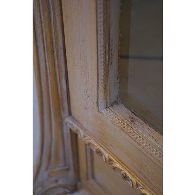 Pair French Style Gold Wash Corner China Cabinets For Sale - Image 12 of 18