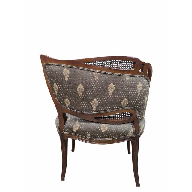 Antique Victorian Rococo Revival Asymmetrical Caned Ladies’ Conversation Chairs - Pair For Sale - Image 9 of 12