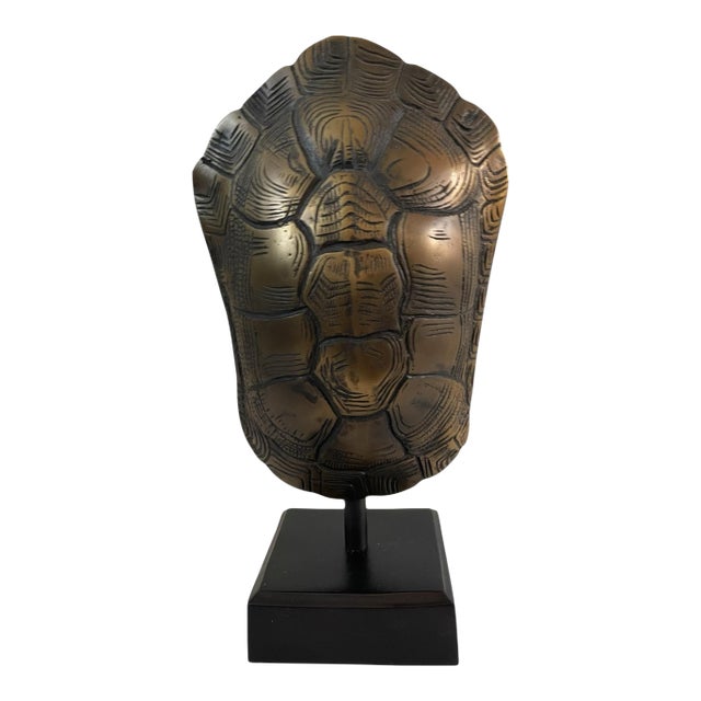 11.5" Turtle / Tortoise Shell Bronze Metal Sculpture on Platform Base For Sale