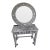 Aditya Handicrafts Indian Black & White Bone Inlay Dressing Table & 32.75” Round Mirror, 2021 For Sale