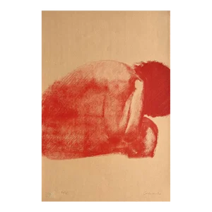 1981 Claude Garache Nu Rouge Assis Lithograph